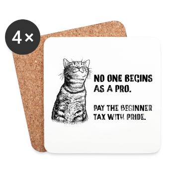 Beginner Tax – Cats Meme Vintage Saying - Coasters (set of 4) - white - Front