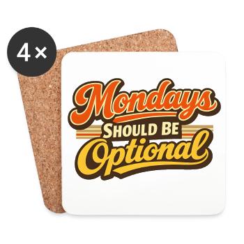 Monday should be optional Vintage - Coasters (set of 4) - white - Front