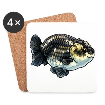 Granit thaïlandais Calico Ranchu Poisson rouge de haute qualité - Dessous de verre (lot de 4) - blanc - Devant
