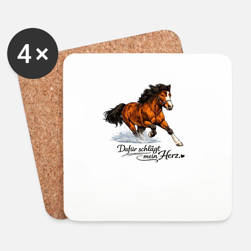 Pferd - Dafür schlägt mein Herz - Untersetzer (4er-Set) - Weiß
