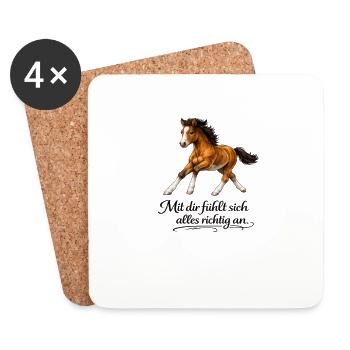 Horse - Everything feels right with you - Coasters (set of 4) - white - Front