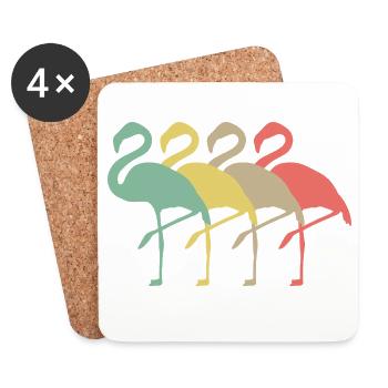 Pastell Flamingo Quartet - Untersetzer (4er-Set) - Weiß - Vorne
