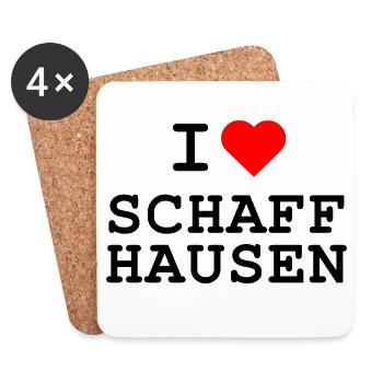 Ich liebe Schaffhausen - J’adore Schaffhouseen - Dessous de verre (lot de 4) - blanc - Devant