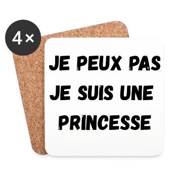 Ich kann nicht, ich bin eine PRINZESSIN - Untersetzer (4er-Set) - Weiß - Vorne
