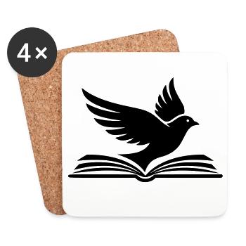 Book Bird Silhouette Black - Coasters (set of 4) - white - Front