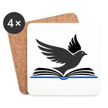 Un oiseau sort du livre - Dessous de verre (lot de 4) - blanc - Devant