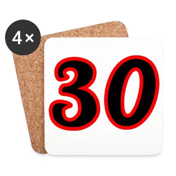30. 30 ANS. 30e ANNIVERSAIRE. ANNIVERSAIRE 30 ANS. - Dessous de verre (lot de 4) - blanc - Devant