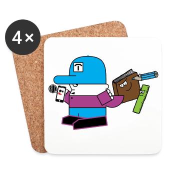Blue Mascot with Stationery Sidekick - Coasters (set of 4) - white - Front