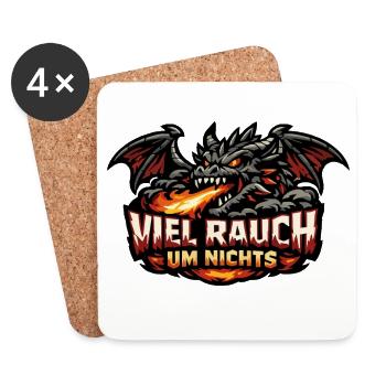 Drachenmotiv mit Statement: Viel Rauch Um Nichts - Untersetzer (4er-Set) - Weiß - Vorne