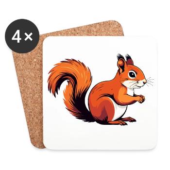 Lively Little Squirrel Woodland Dweller Motif - Coasters (set of 4) - white - Front