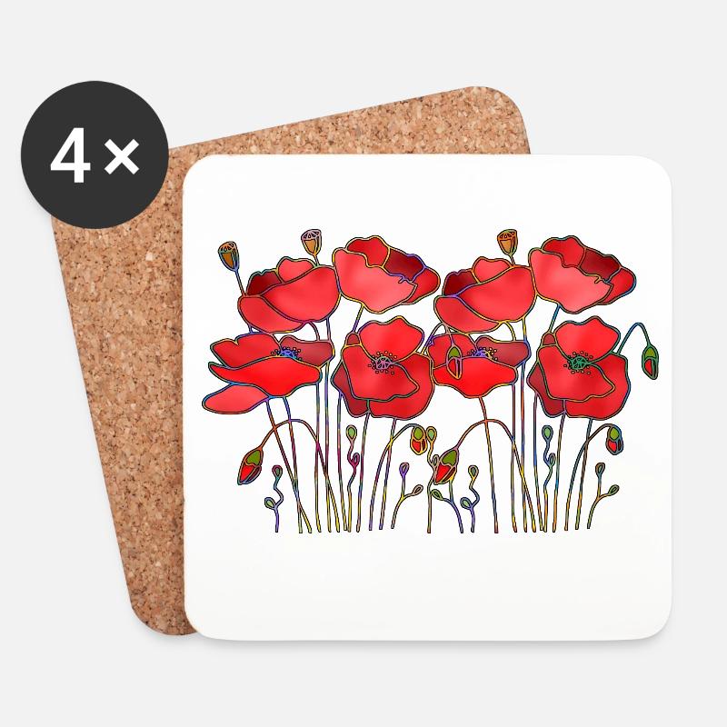Blumen - Untersetzer (4er-Set) - Weiß