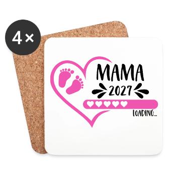 Mama 2027 loading Herz Version Mädchen pink - Untersetzer (4er-Set) - Weiß - Vorne