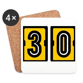 30. 30 ANS. 30e ANNIVERSAIRE. ANNIVERSAIRE 30 ANS. - Dessous de verre (lot de 4) - blanc - Devant
