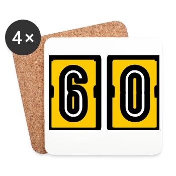 60. 60 ANS. 60e ANNIVERSAIRE. ANNIVERSAIRE 60 ANS. - Dessous de verre (lot de 4) - blanc - Devant