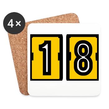 18. 18 JAHRE ALT. 18-JÄHRIGES JUBILÄUM. 18. GEBURTSTAG. - Untersetzer (4er-Set) - Weiß - Vorne