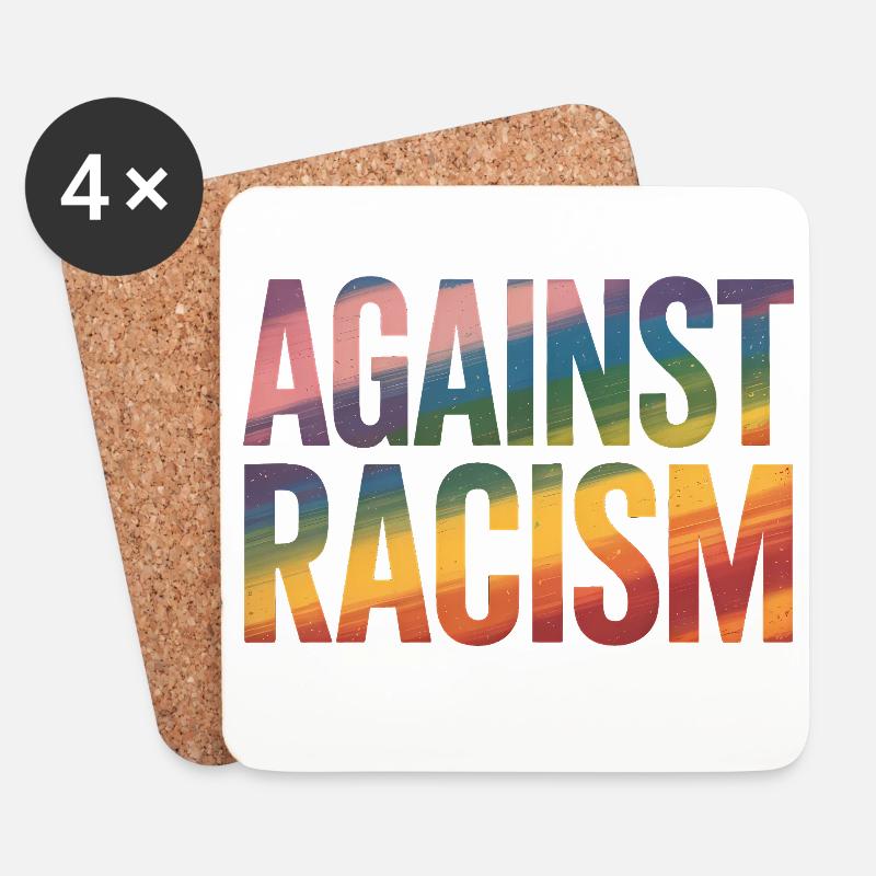 Gegen Rassismus – Antifa-Regenbogen-Tee - Untersetzer (4er-Set) - Weiß