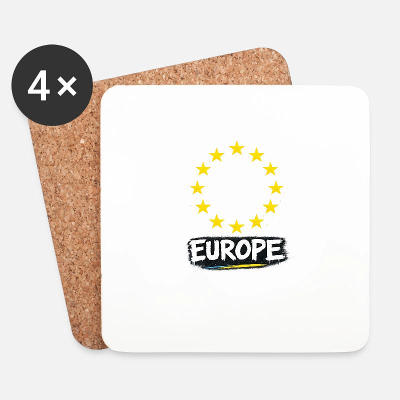 Europa Graffiti Kreis - Untersetzer (4er-Set) - Weiß