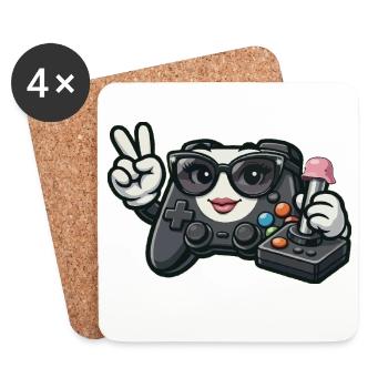 Manette de jeu Kawaii WWII - Dessous de verre (lot de 4) - blanc - Devant