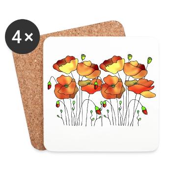 Fleur - Dessous de verre (lot de 4) - blanc - Devant