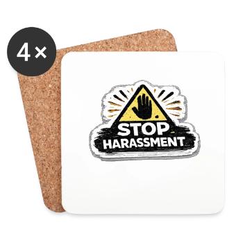 Stop Harassment Awareness Activist Sticker - Coasters (set of 4) - white - Front