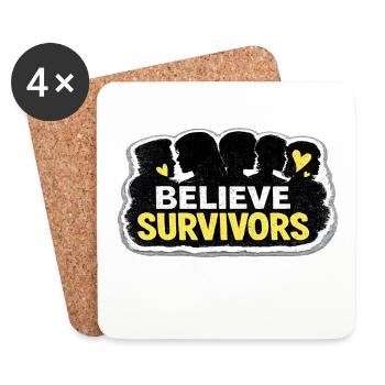 Believe Survivors Feminist Awareness Sticker - Coasters (set of 4) - white - Front