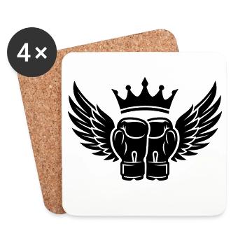 Boxing Gloves Crown Symbol - Coasters (set of 4) - white - Front