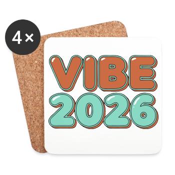 Retro Vibe 2026 Typographie Lettrage - Dessous de verre (lot de 4) - blanc - Devant