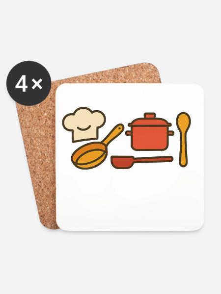 Chef with passion – cuisine love enjoyment - Coasters (set of 4) - white