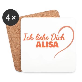 Alisa als Herz - Untersetzer (4er-Set) - Weiß - Vorne