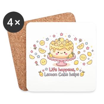 Life Happens Lemon Cake Helps - Coasters (set of 4) - white - Front