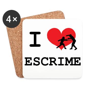 I like Fencing Heart and Silhouette Combat - Coasters (set of 4) - white - Front