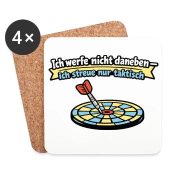 Taktischer Wurf: Dart Humor - Untersetzer (4er-Set) - Weiß - Vorne
