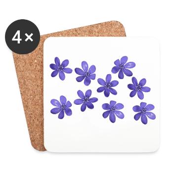 liverwort retro design flowers garden march - Coasters (set of 4) - white - Front