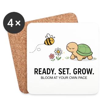 Gentle Garden Turtle and Bee - Coasters (set of 4) - white - Front
