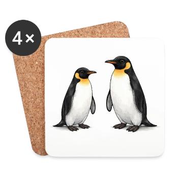Two Penguins Watercolor Painting - Coasters (set of 4) - white - Front