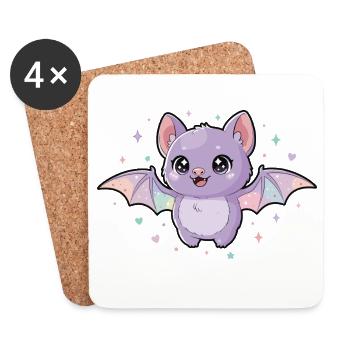 Purple Bat with Rainbow Wings - Coasters (set of 4) - white - Front