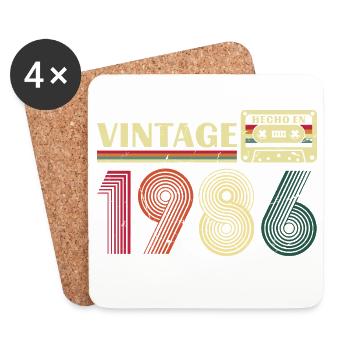 1986 Vintage Rétro Cadeau D'anniversaire - Dessous de verre (lot de 4) - blanc - Devant