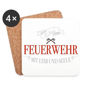 Feuerwehr 15 Jahre Leib Seele - Untersetzer (4er-Set) - Weiß - Vorne