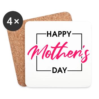 Glücklicher Muttertag – elegantes Design mit rosa Schrift - Untersetzer (4er-Set) - Weiß - Vorne