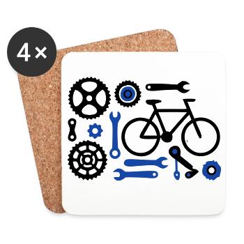 Coole Fahrrad Werkzeug Teile Set - Untersetzer (4er-Set) - Weiß - Vorne