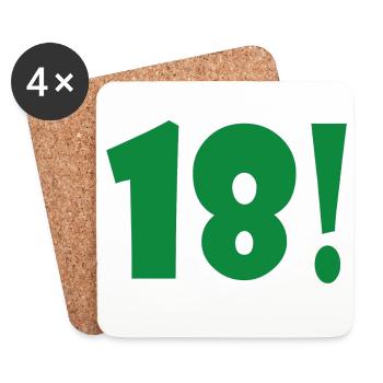 Grün 18! Exklusivdruck - Untersetzer (4er-Set) - Weiß - Vorne