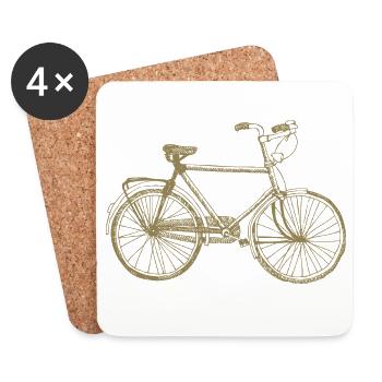 Fahrradfahrer Retro Skizze Vintage Silhouette - Untersetzer (4er-Set) - Weiß - Vorne