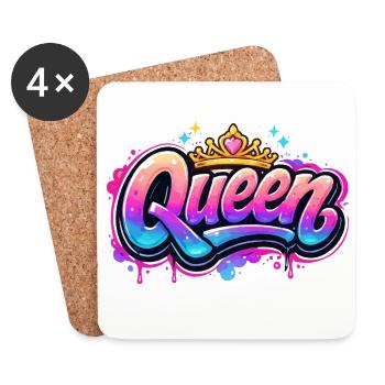 Queen Graffiti Crown Design - Coasters (set of 4) - white - Front