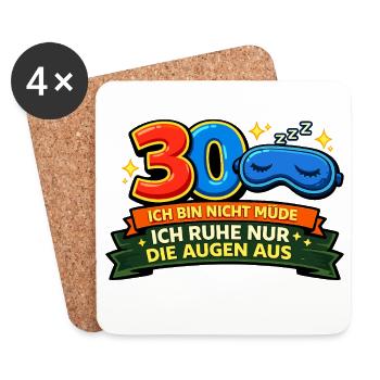 30 Nicht müde Augenruhe Design - Untersetzer (4er-Set) - Weiß - Vorne