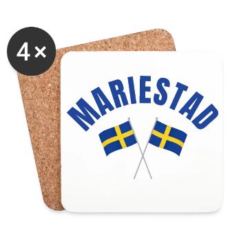 Mariestad a traversé les drapeaux suédois - Dessous de verre (lot de 4) - blanc - Devant