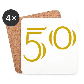 50. 50 ANS. 50e ANNIVERSAIRE. ANNIVERSAIRE 50 ANS. - Dessous de verre (lot de 4) - blanc - Devant