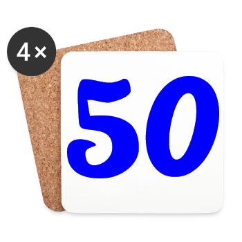 50. 50 ANS. 50e ANNIVERSAIRE. ANNIVERSAIRE 50 ANS. - Dessous de verre (lot de 4) - blanc - Devant