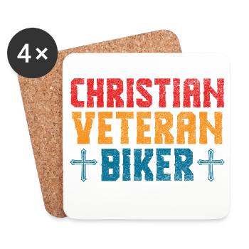 Christian Veteran Biker Faith Rider Design - Coasters (set of 4) - white - Front