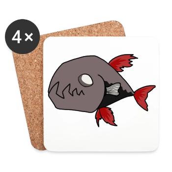 Schwarzer Fisch - Untersetzer (4er-Set) - Weiß - Vorne