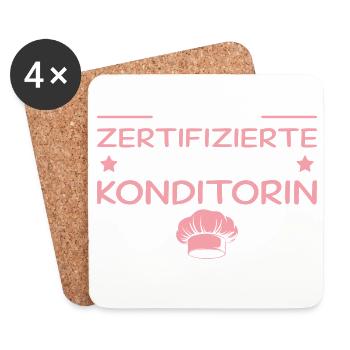 Offiziell zertifizierte 5 Sterne Konditorin - Untersetzer (4er-Set) - Weiß - Vorne